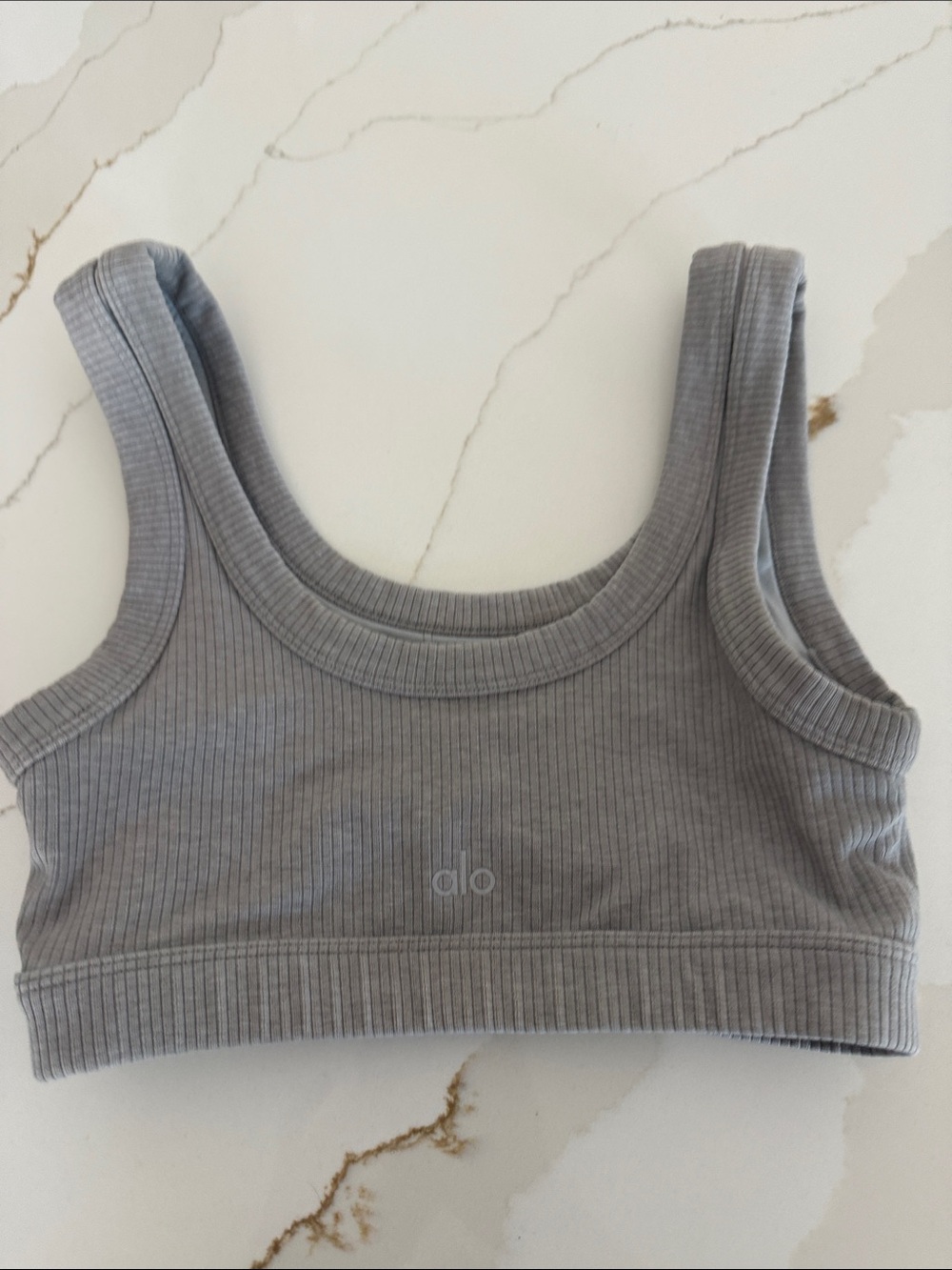 Alo Ribbed Grey Sports Bra